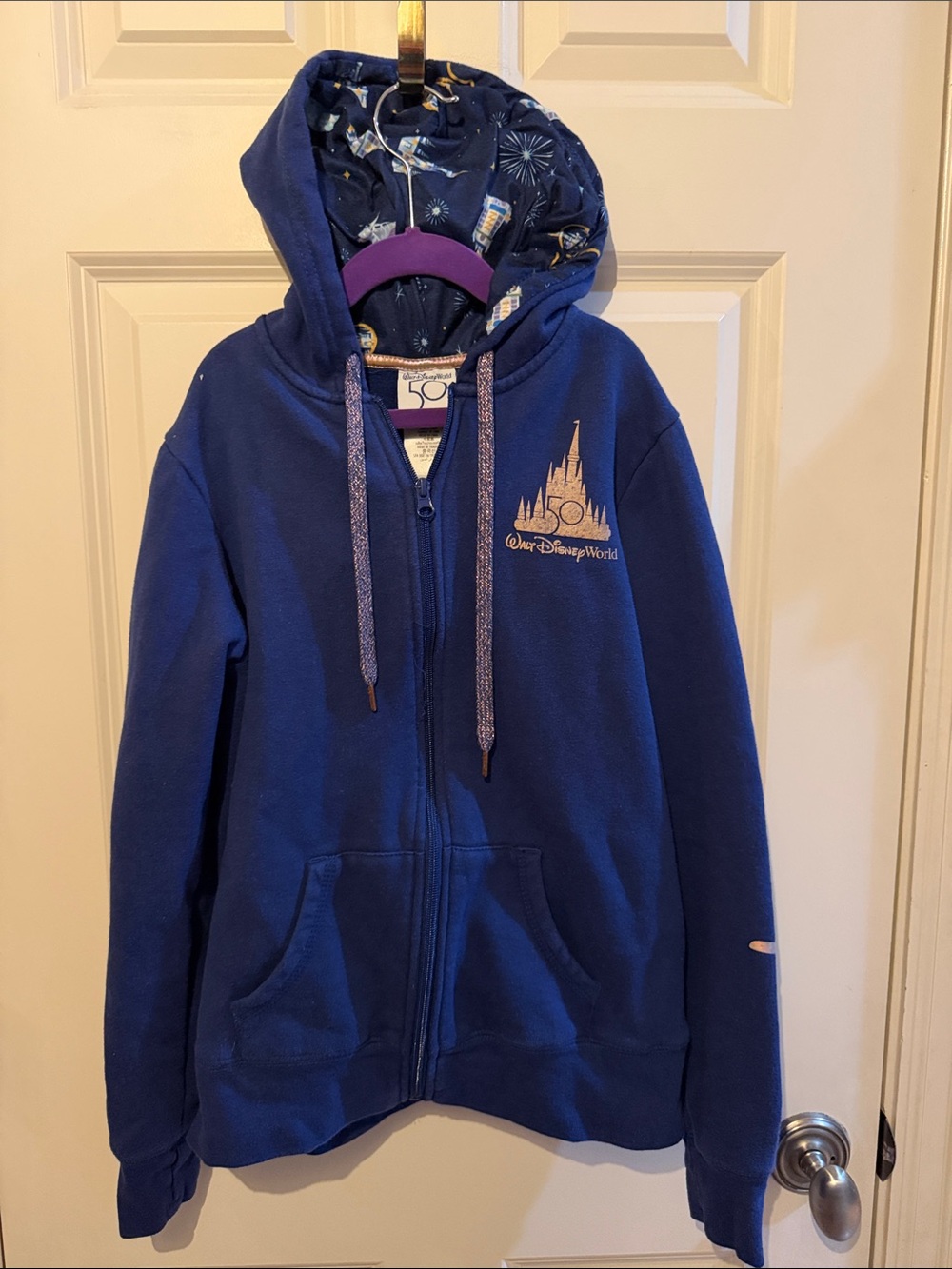 Disney - Disney Parks Disneyworld Navy full zip hoodie small 50 year anniversary